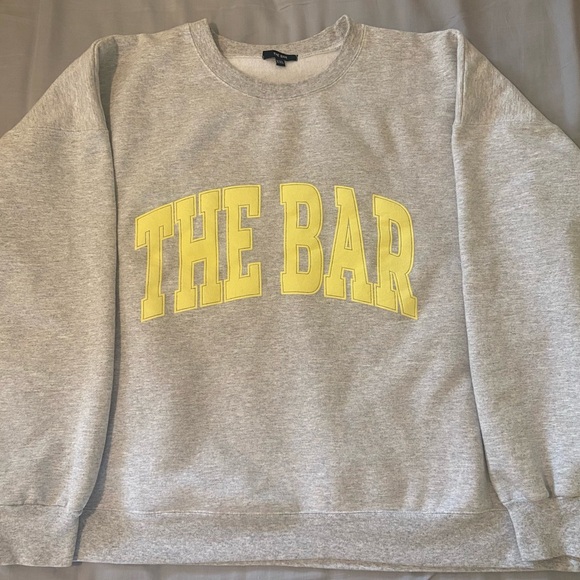 The Bar Varsity Sweatshirt Heather Grey with Lemon/Yellow Size XXL - Picture 1 of 13